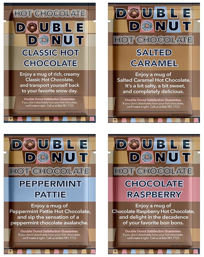 Gourmet Hot Cocoa Mix Variety Pack - Classic, Chocolate Raspberry, Salted Caramel, & Peppermint Hot