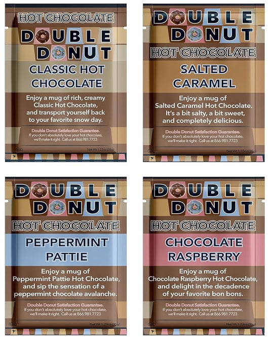 Gourmet Hot Cocoa Mix Variety Pack - Classic, Chocolate Raspberry, Salted Caramel, & Peppermint Hot