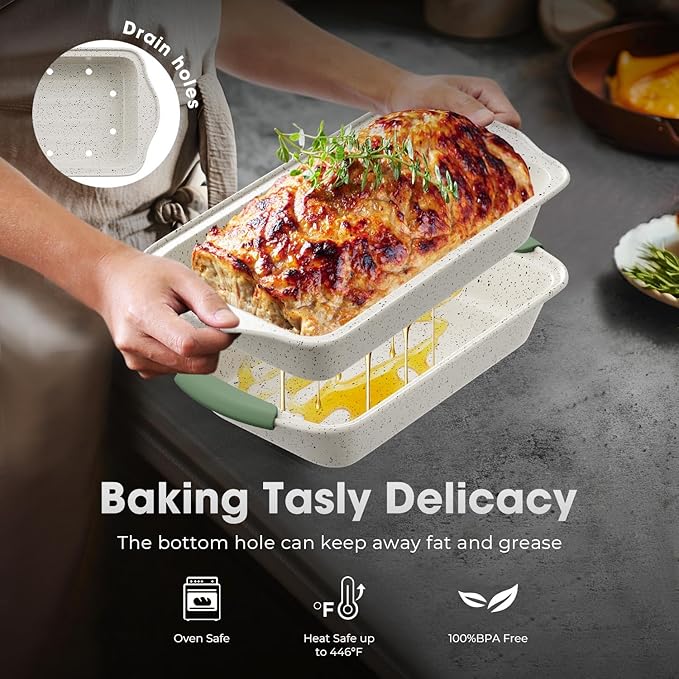 11-Piece Non-Toxic Baking Set, Stackable Nonstick Cookware with Heat-Resistant Handles - Includes