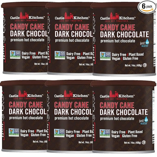 Castle Kitchen Candycane Hot Chocolate (6 Pack, 14oz Ea.) - Dairy Free, Vegan Christmas Hot Cocoa