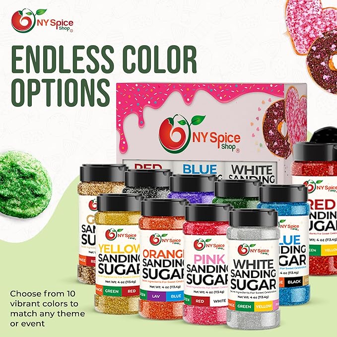 NY Spice Shop Green Sanding Sugar - 4 Ounce Sweet Colorful Edible Sprinkles For Candy Dish - Sugar