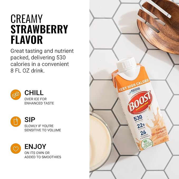 Boost Very High Calorie Strawberry Nutritional Drink ??22g Protein, 530 Nutrient Rich Calories, 8