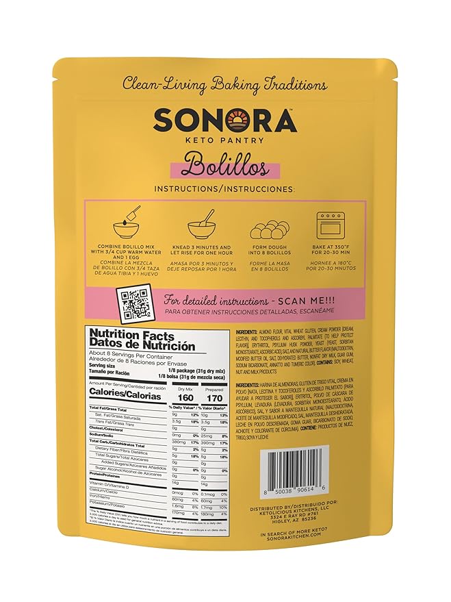 Sonora Keto Bread Mix | 0g NET CARBS | Mexican Bolillos, French Bread, Rolls & Buns | Low Carb |