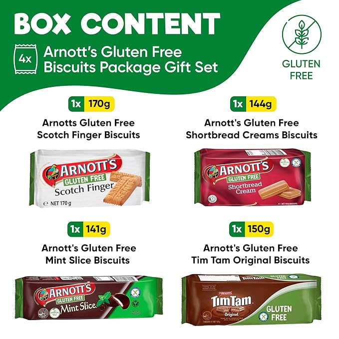 Gluten Free Biscuit Variety Pack ??4-Pack Assortment Featuring Tim Tam, Scotch Finger, Mint Slice &