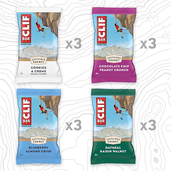 CLIF BAR - Variety Pack - 4 Flavors - Made with Organic Oats - Energy Bars - Non-GMO - Plant Based