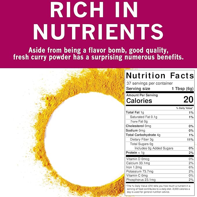 SPICES VILLAGE Yellow Indian Curry Powder, Curry Spice for Cooking, 8 oz, Natural Medium Madras