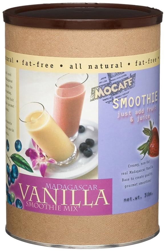 MOCAFE Vanilla Smoothie Mix, Madagascar Powder for Fruit Smoothies and Blended Ice Drinks, 3lb Tin