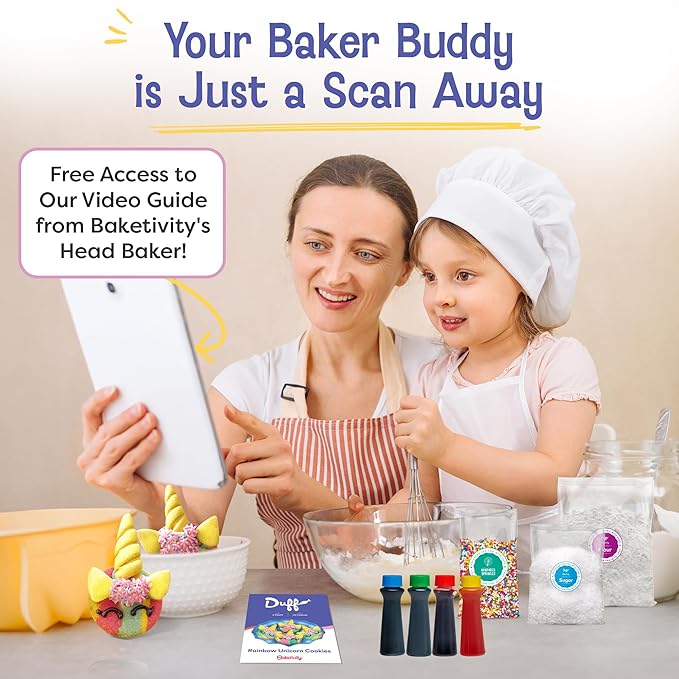 Baketivity x Duff Goldman Unicorn Cookies - Kids Baking Kit - Cooking Kits with Premeasured