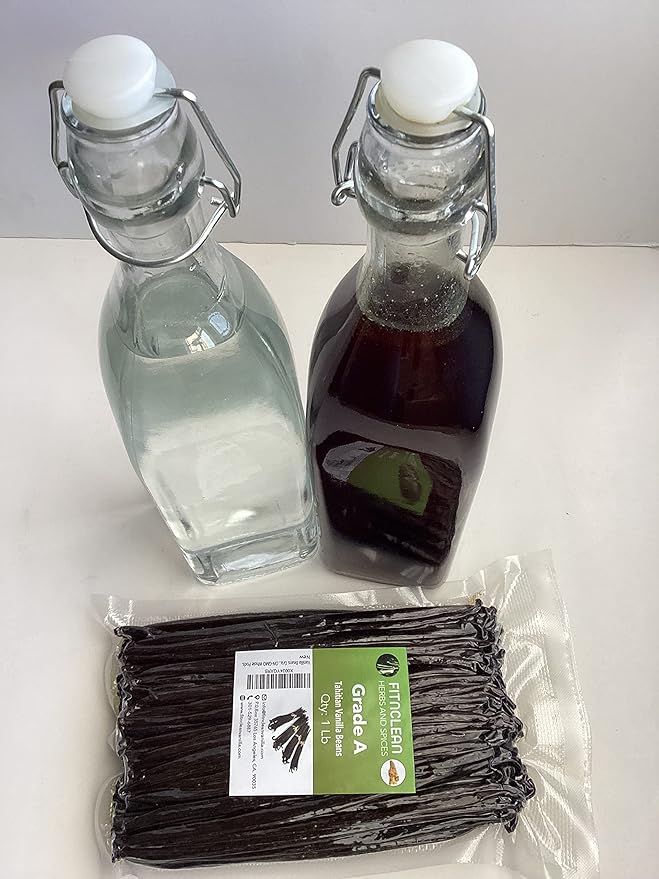 16oz Tahitian Vanilla Beans Grade A. 6"-7" Bulk for Extract, Cooking and Baking by FITNCLEAN