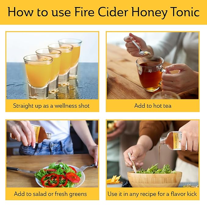 Fire Cider Apple Cider Vinegar Honey Tonic with Organic Turmeric Root, Ginger Root & Dandelion