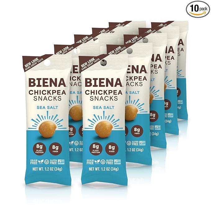 BIENA Chickpea Snacks - Crunchy Roasted Chickpeas - High Fiber Vegan Protein Snacks for Adults and