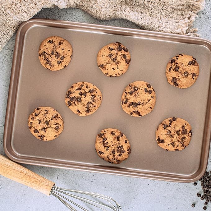 Nonstick 9x13 inch Quarter Baking Sheet Set of 2 | PFOA & BPA Free Non Toxic 13x9 inches Cookie