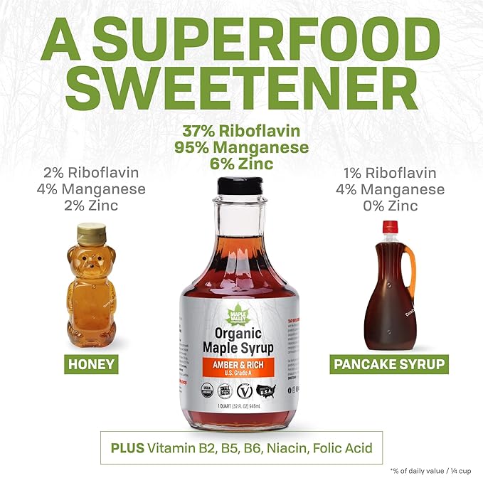 Maple Valley Organic Pure Maple Syrup, Amber & Rich, Better Than Pancake Syrup, Use for Coffee or
