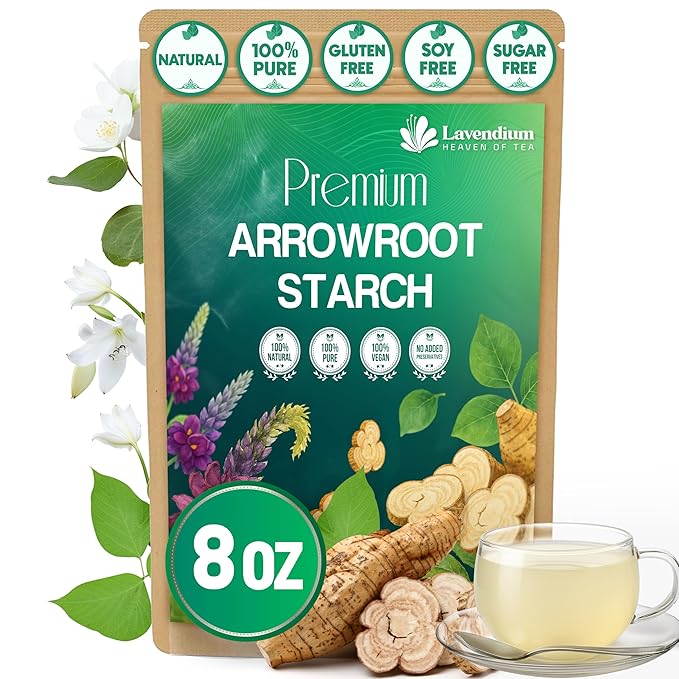 Lavendium, Premium Arrowroot Starch Powder ??8oz Resealable Bag, Gluten-Free, Non-GMO, Premium