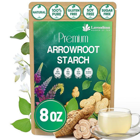 Lavendium, Premium Arrowroot Starch Powder ??8oz Resealable Bag, Gluten-Free, Non-GMO, Premium