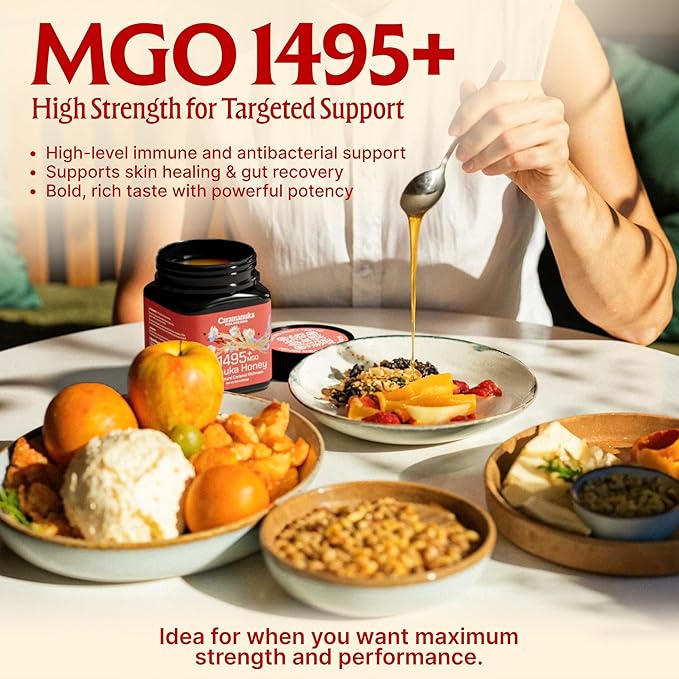 Caramanuka Manuka Honey MGO 1495+ / 100% Raw, Pure, Unfiltered & Unpasteurized, 3rd Party Tested