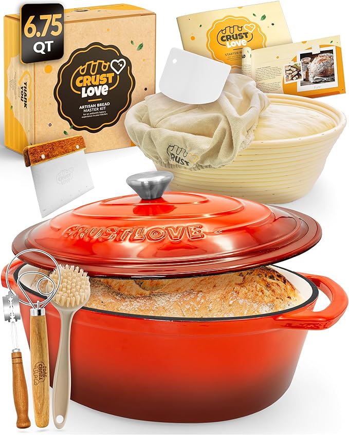 Dutch Oven for Bread Baking - incl. Sourdough Bread-Baking Supplies like Banneton Bread-Proofing
