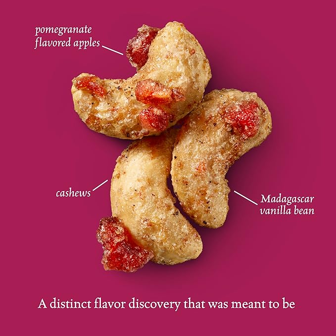 Sahale Snacks Pomegranate Vanilla Cashews, 4 oz Pouches (6 Packs) - Dry-Roasted Deluxe Mixed Nuts
