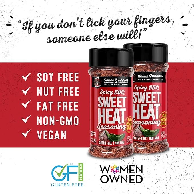 Sauce Goddess BBQ Sweet Heat Spice Shaker (2-Pack) - BBQ Rub with Brown Sugar and Has a Nice Garlic