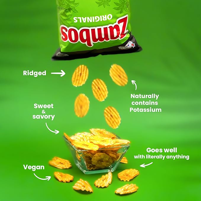 Zambos Plantain Chips Original, Ridged (Pack of 2)