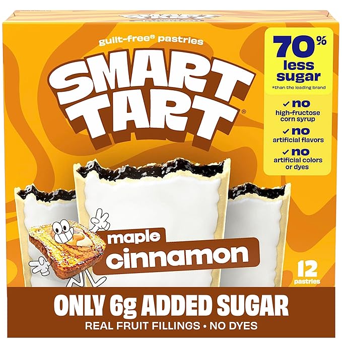 Smart Tart Toaster Pastries Maple Cinnamon - Low Sugar Snacks, Healthy Breakfast Pastry, On the Go