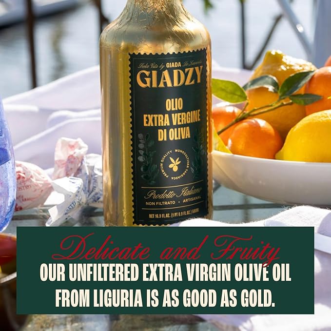 Giadzy by Giada de Laurentiis Olive Oil Extra Virgin - Premium Unfiltered Cold-Pressed Italian