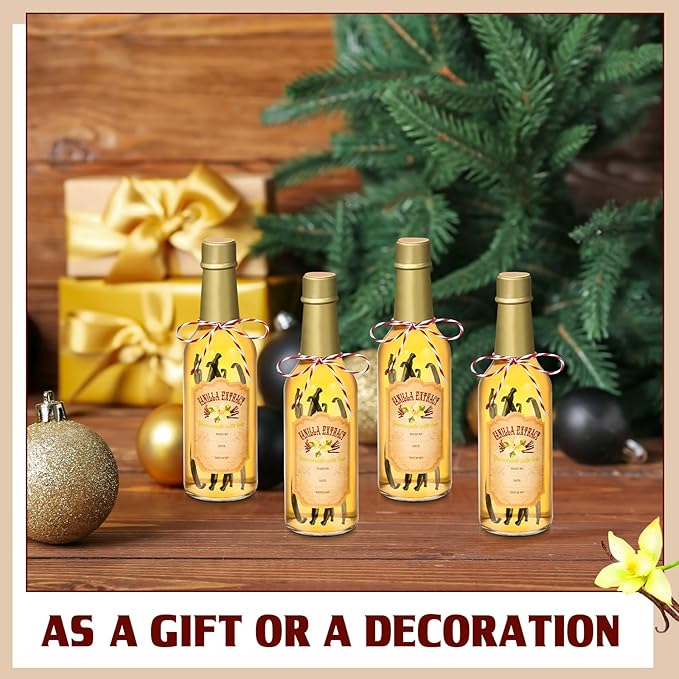 Tioncy 16 Pcs Vanilla Extract Bottles for Homemade Vanilla Jar Glass Bottle with Cap, Shrink Band