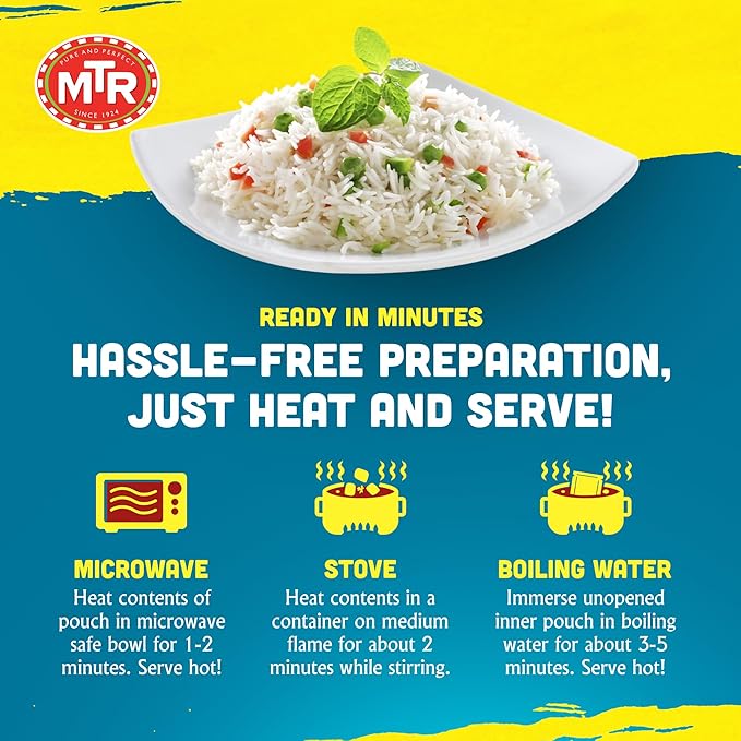 MTR Ready-To-Eat: Vegetable Pulao - Microwavable Rice Packs for Instant Meals - Delicious &