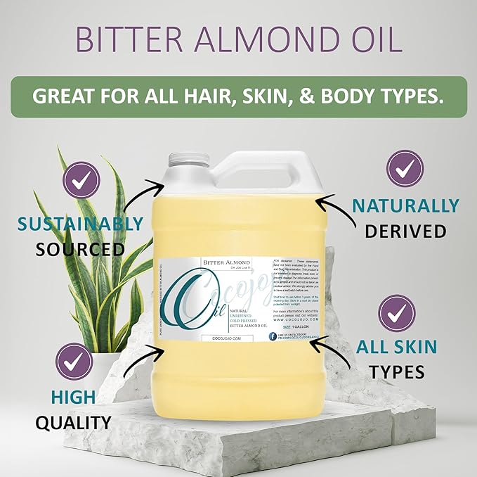 cocojojo Pure Bitter Almond Oil - Unrefined, Cold Pressed, Extra Virgin, All Natural - Perfect for