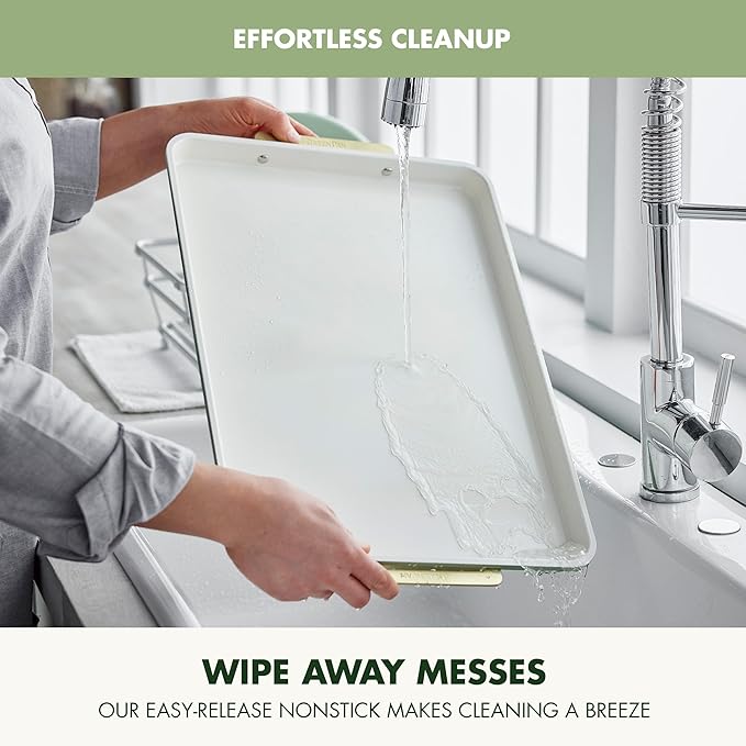 GreenPan Bakeware 13"x18" Half Baking Sheet Pan, Ceramic Nonstick Baking Pan, PFAS & BPA Free, Gold