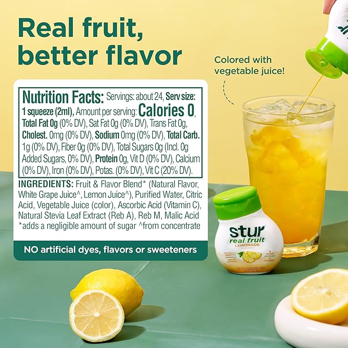Stur Liquid Water Enhancer | Lemonade | Naturally Sweetened | High in Vitamin C & Antioxidants |