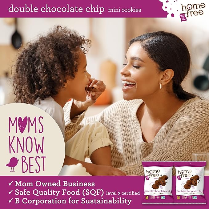 Homefree Treats You Can Trust Gluten Free Mini Cookies, Single Serve, Double Chocolate Chip, 0.95