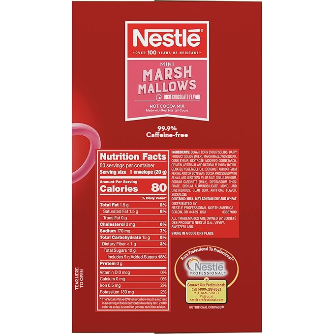 Nestle Hot Cocoa Mix, Rich Chocolate with Mini Marshmallows, 0.71-Ounce Packages, 50 Count