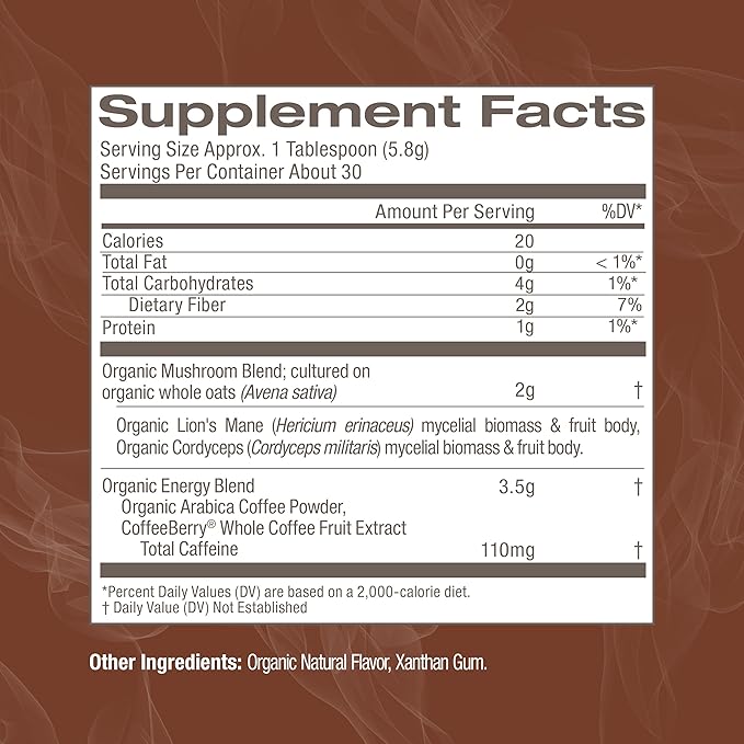 OM MUSHROOM SUPERFOOD Coffee Blend Mushroom Powder, 6.24 Ounce Canister, 30 Servings, Organic