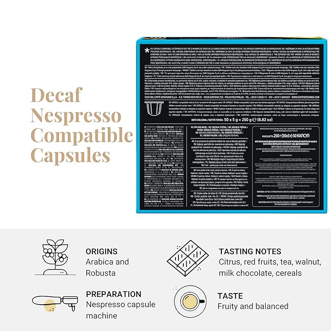 Caffe' Vergnano 1882 Decaf Medium Roast Espresso Original Line Machine Compatible Capsules, Arabica