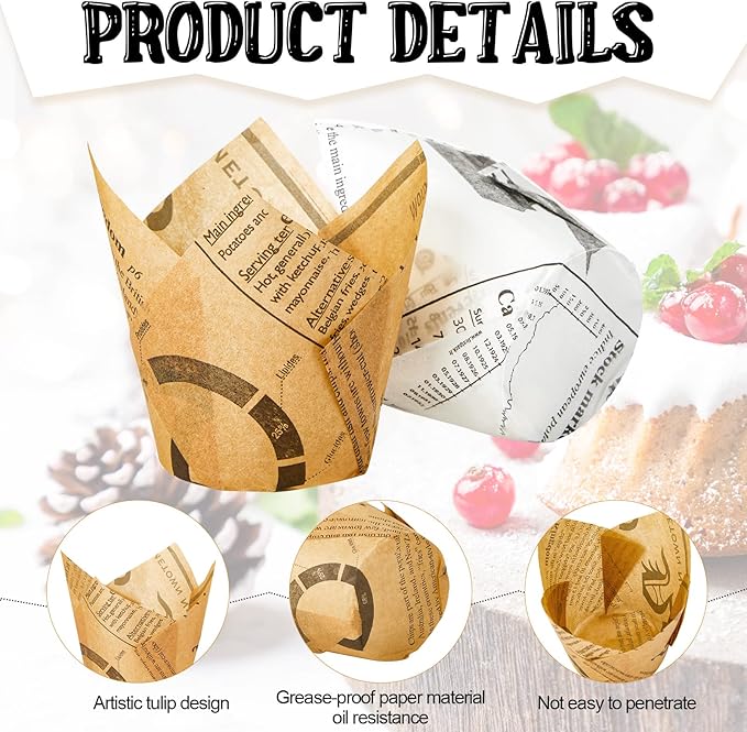 800 Pcs Tulip Cupcake Liners Baking Cups Muffin Baking Cupcake Liners Wrappers Greaseproof Tulip