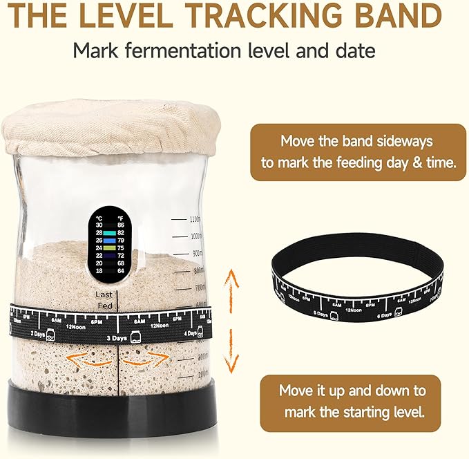 Sourdough Starter Kit -50 Oz Wide Bore and Large Capacity Sourdough Starter Jar- Perfect Sourdough