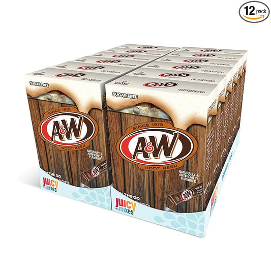 A&W, Root Beer ??Powder Drink Mix - (12 boxes, 72 sticks) ??Sugar Free & Delicious, Makes 72