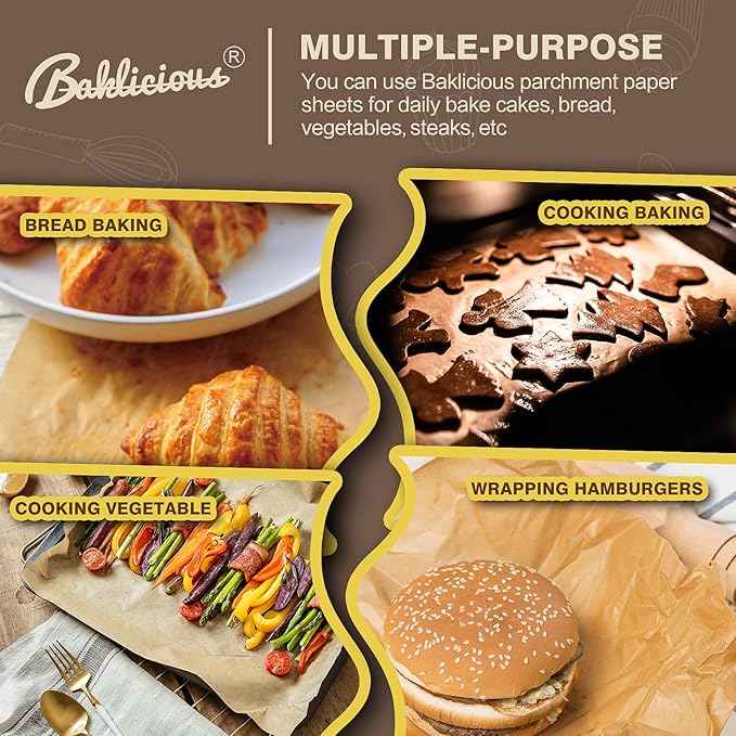 220 Pcs Unbleached Parchment Paper Baking Sheets, Baklicious Pre-cut Heavy Duty Parchment Baking