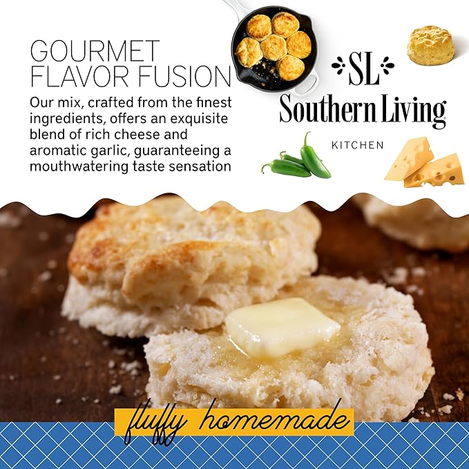 Southern Living Gourmet Jalapeno Cheddar Biscuit Mix, Easy-to-Bake Delight, Dinner Biscuits