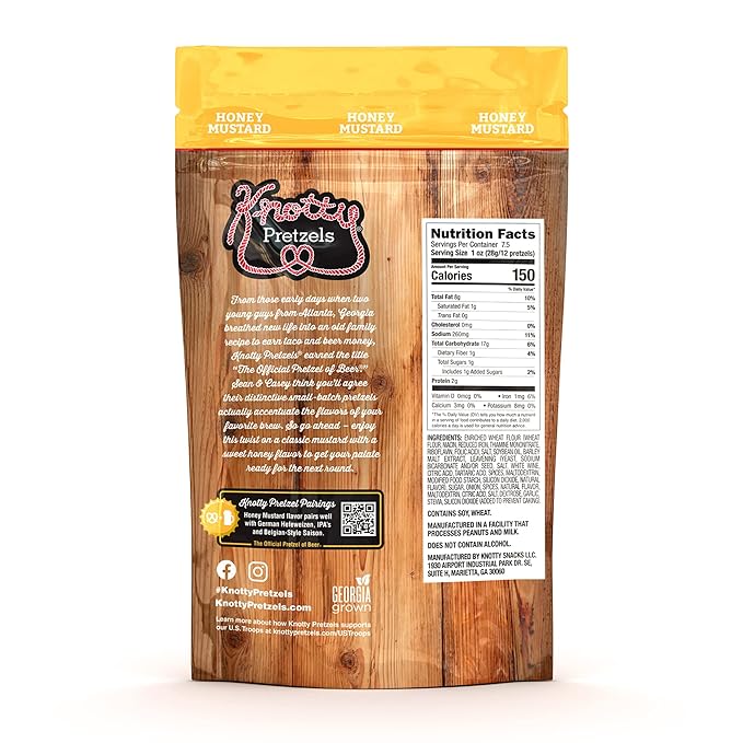 Knotty Pretzels - "The Official Pretzel of Beer" 7.5 Ounce Individual Seasoned Pretzel in