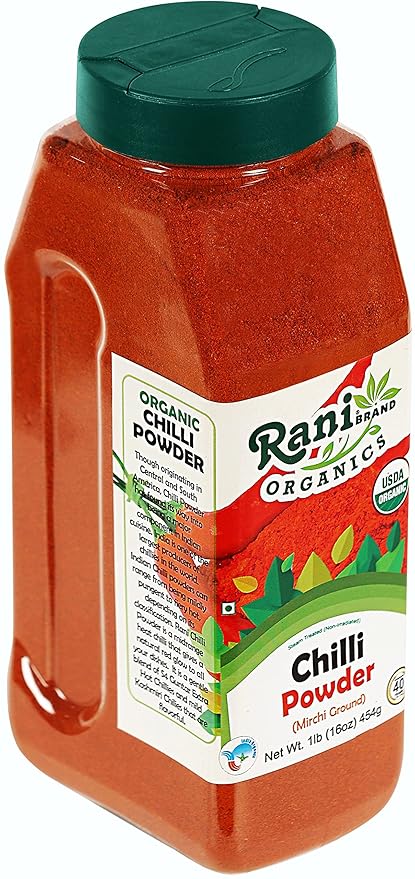 Rani Organic Chilli Powder (Mirchi Ground) 16oz (1lb) 454g PET Jar ~ All Natural | Vegan | Gluten