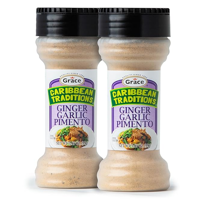Grace Caribbean Traditions Ginger Garlic Pimento Seasoning - 2 Pack Jamaican Allspice Seasoning &