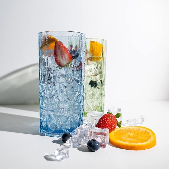 BELLAFORTE Shatterproof Tritan Tall Tumbler, Set of 4, 18oz - Myrtle Beach Glasses Drinking
