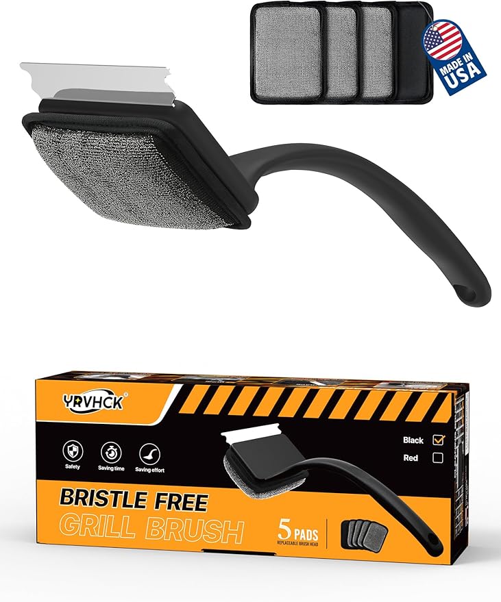 Grill Brush Bristle Free, Grill Cleaner Brush with 5 Replacement Heads, Ultra Safe Grill Brush for