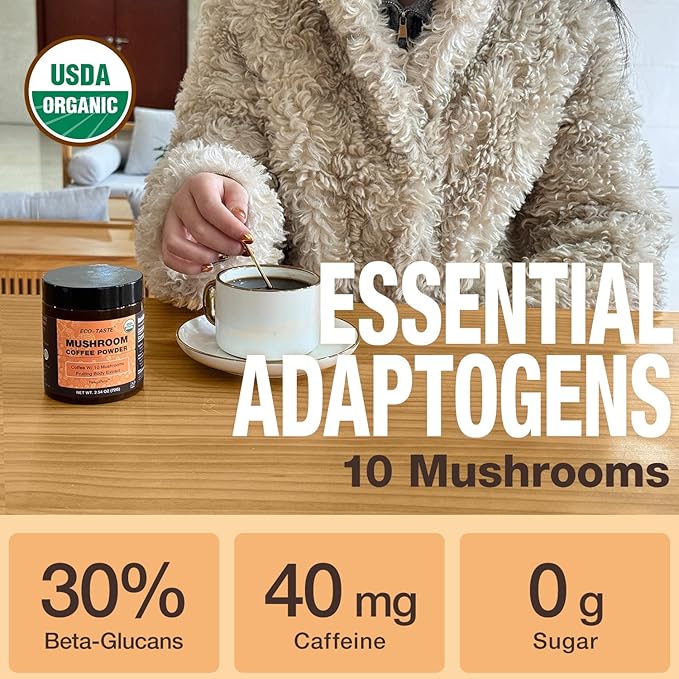 Organic Mushroom Coffee – 30% Beta-Glucans, Arabica Instant Coffee Infused with Fungipure™
