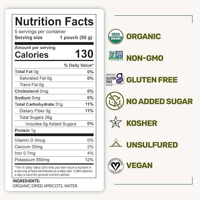 Happy Village Organic Soft Dried Apricots On the Go – 3 Bags (15 Individual Portion Packs) |