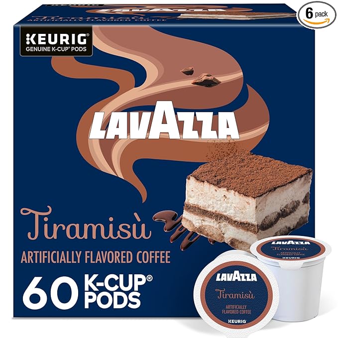 Lavazza Tiramisù Coffee, Single Serve Keurig K-Cup Pods, Flavored Coffee, 60-Count Box (6 Packs of