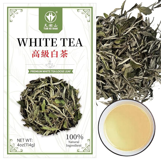 TIAN HU SHAN Premium White Tea Loose Leaf, Original Bai Mu Dan with a Light & Fresh Delicate