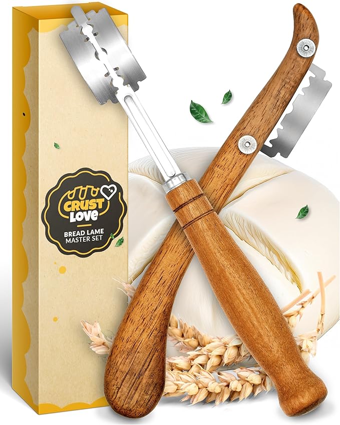 2pcs Set Bread Lame with 5 Blades – Sourdough Scoring Tool Set with Straight & Curved Scoring Knife